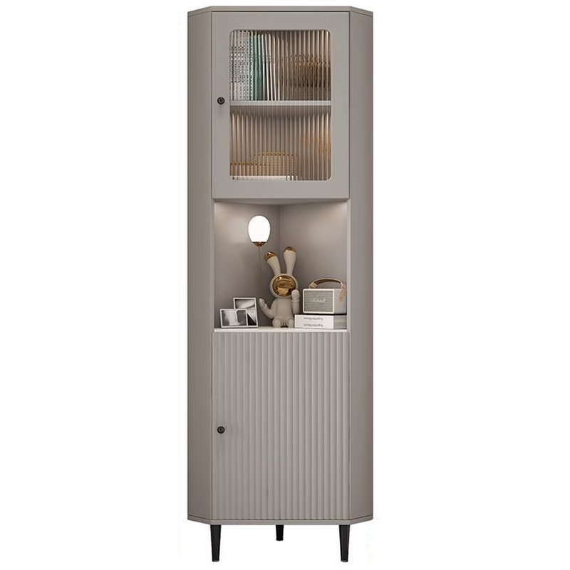 Grey/Beige Engineered Wood Utility Cabinet with Illuminating in a Modern Style - image 3