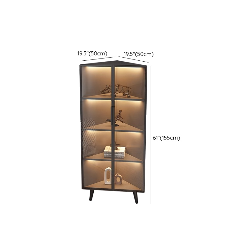 Dove Grey Scratch-immune Corner Accent Cabinet with Cabinet, Glass-panel Door, Adjustable Shelving and Handle Bars - image 18