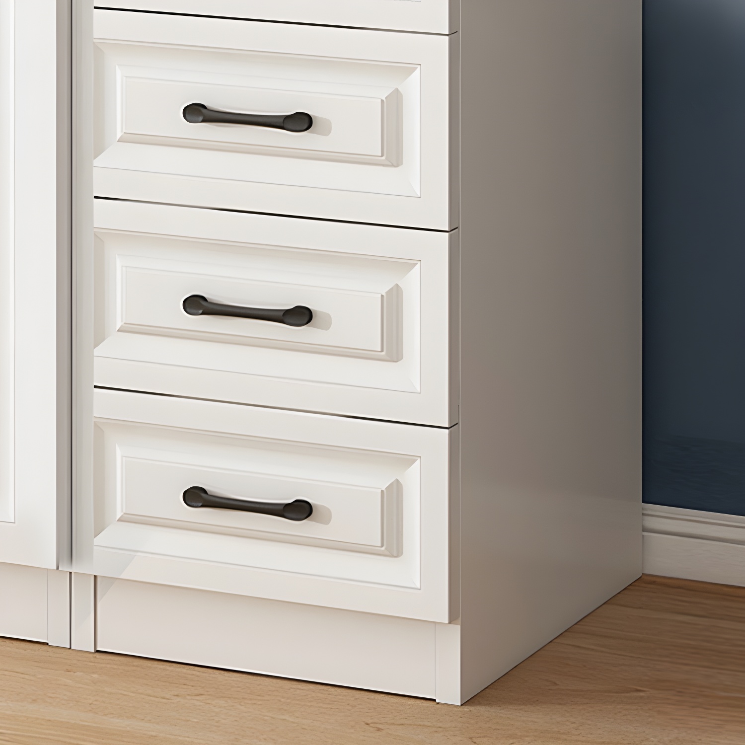 Modern White Wood Wardrobe Armoire with Soft-Close Drawers and Clothing Rod - image 7