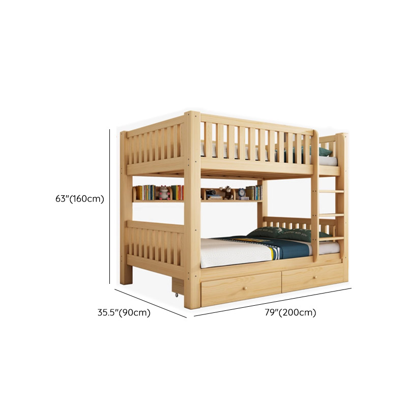 Timber Wood Color Bunk Bed with 2 Storage Boxes, Safety Guardrail & Compartment Bedroom - image 50