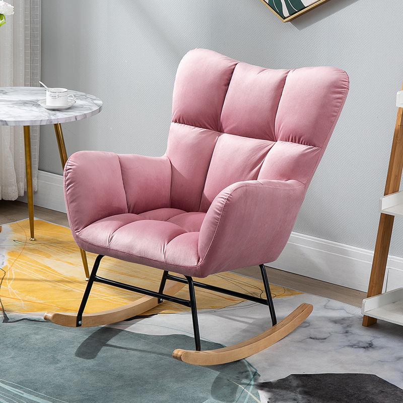 Contemporary Alloy Cushioned Living Room Rocking Chair 2 Piece Set with Footstool & Recessed Arm - image 11