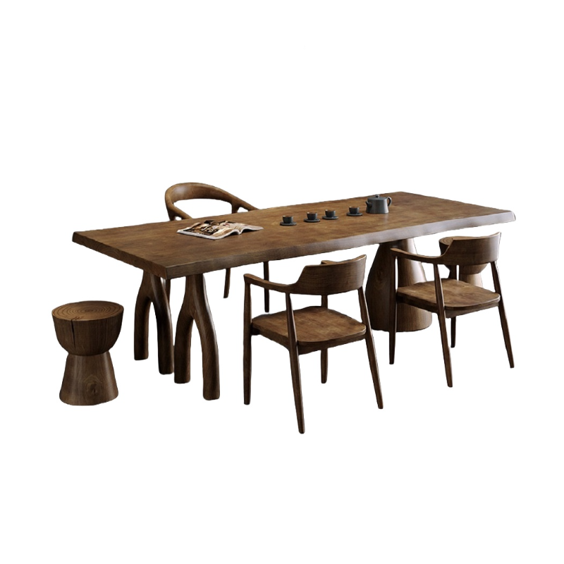 Amber Wood Pine Wood 3-Legged Dining Table Set - image 5