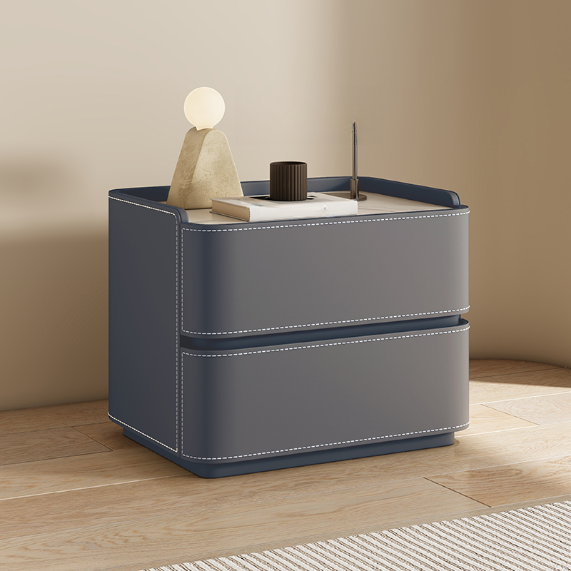Scandinavian Bedside Cabinet Nightstand with Sintered Stone Countertop - image 3