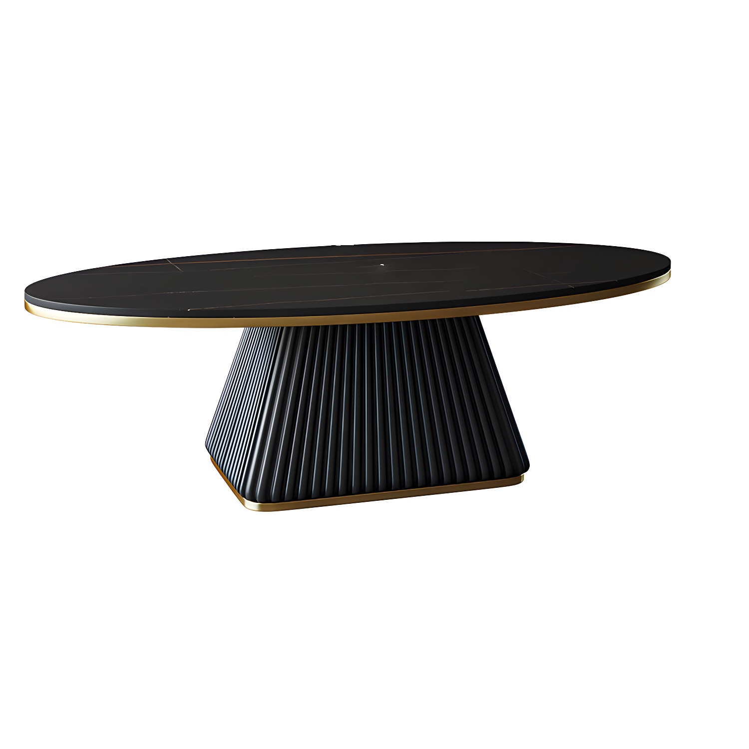 Glam Metal and Slate Cocktail Table Pedestal Coffee Table for Living Room - image 8