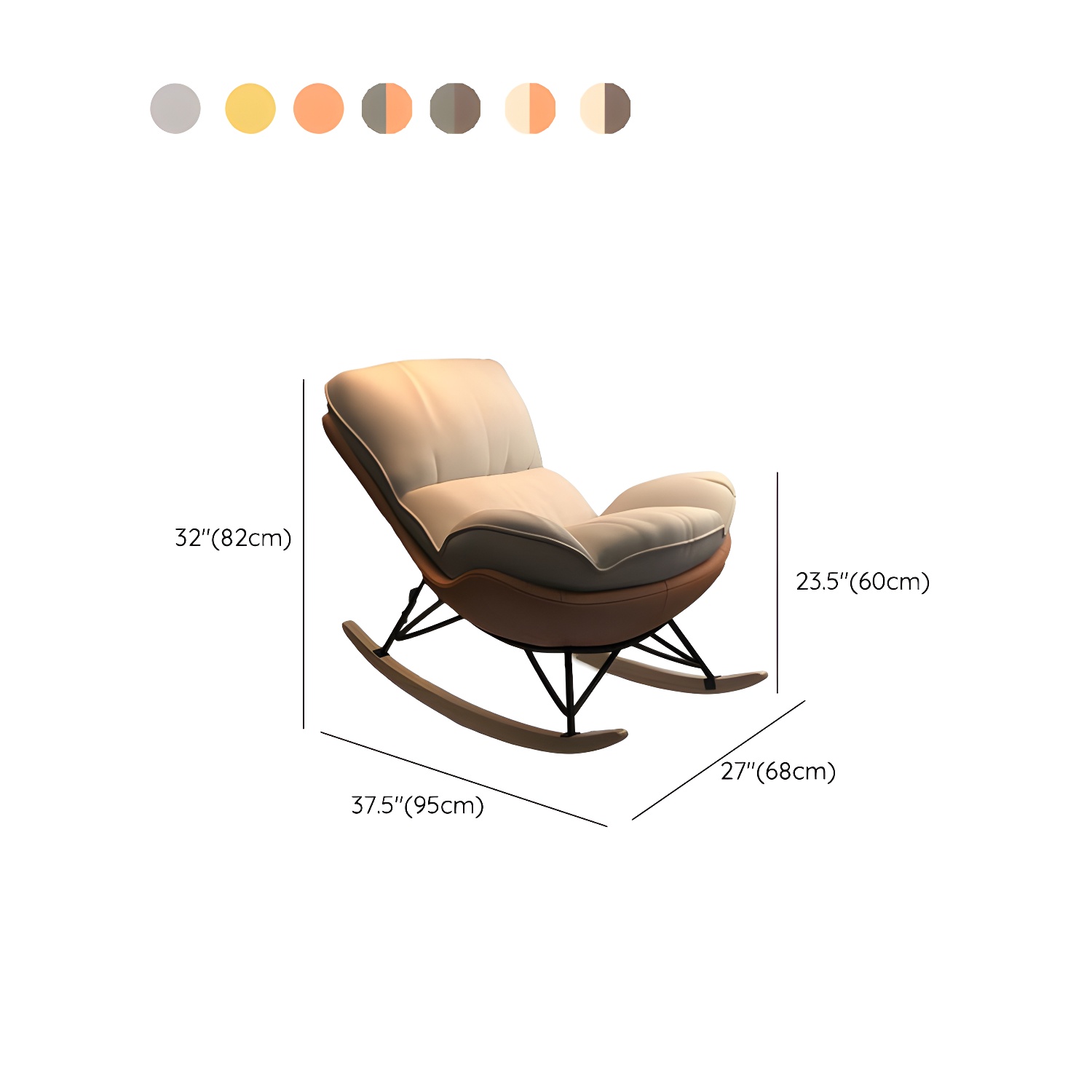 Modern Upholstered Rocking Chair with Natural Wood Legs and Arms, Complete with Ottoman - image 16