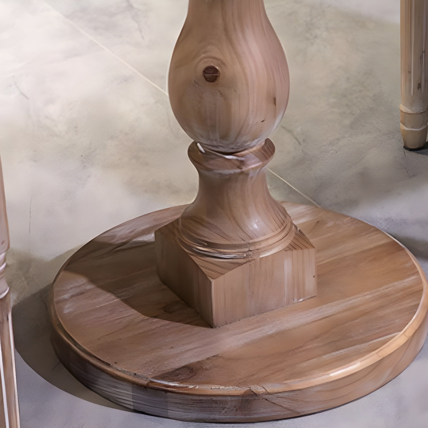 Standard Height 2 Seater Traditional Natural Pedestal Wood Kitchen Table - image 6