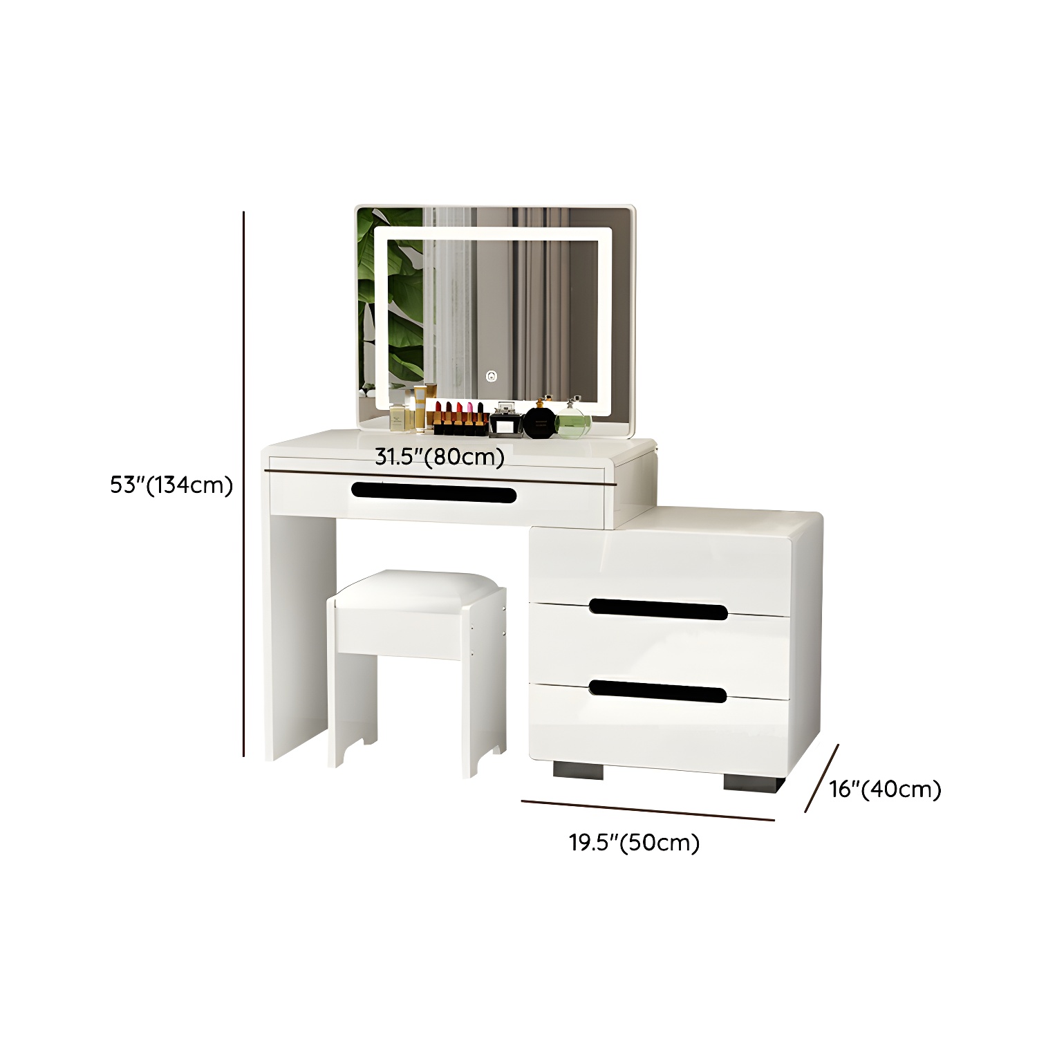Modern 48'' White Wood Makeup Vanity & Stools with Drawers Self Close or Reserve Installation - image 18