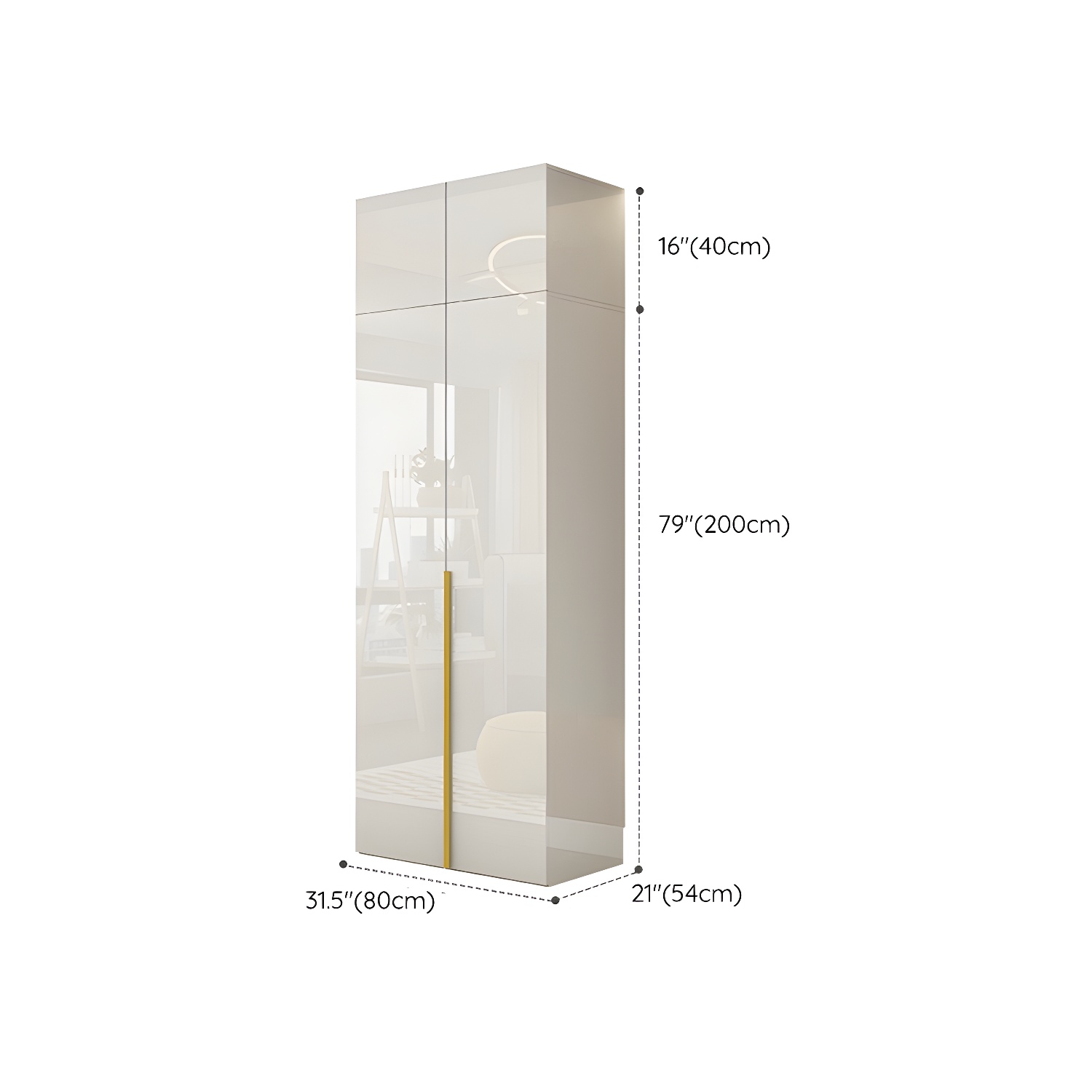 White Modern Style Wardrobe Cabinet Engineered Wood with Garment Rod - image 23