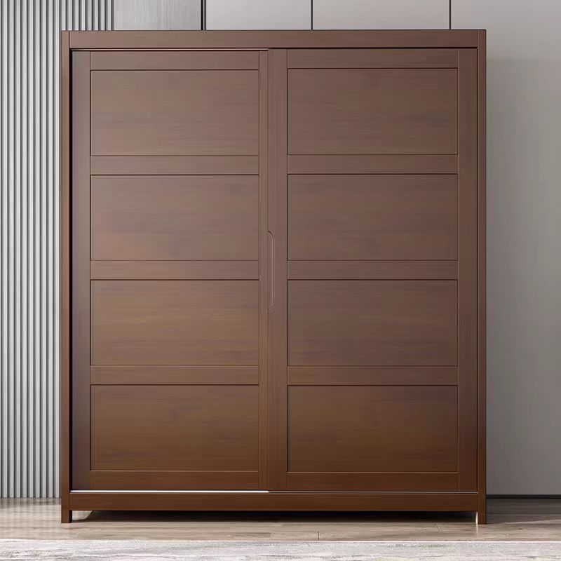 Minimalist Wooden Independent Wardrobe Closet with Compartments, Interior Shelves, Slipping Door Mechanism, and Gate - image 5