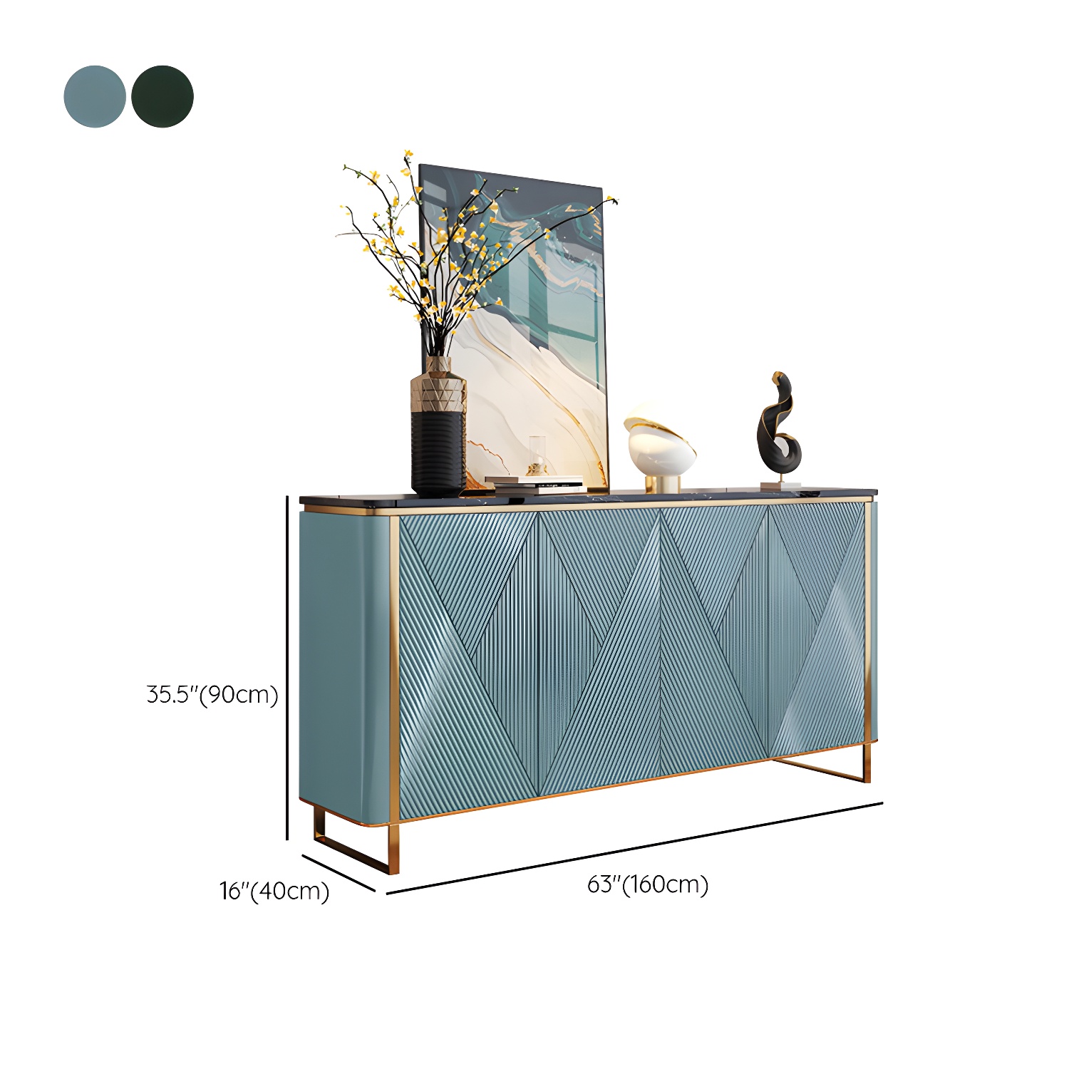 Modern & Contemporary Side Board Stone Credenza with Cabinets - image 15