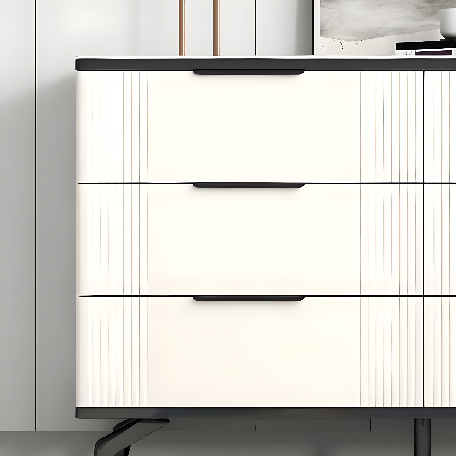 Drawers Included Modern Chest with Stone Countertop and Metal Legs - image 9