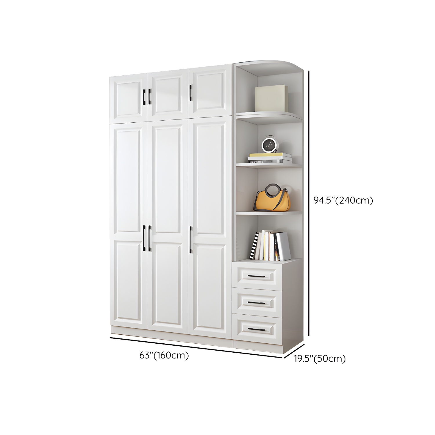 Modern White Wood Wardrobe Armoire with Shelves & Clothing Rod - Spacious and Stylish - image 32