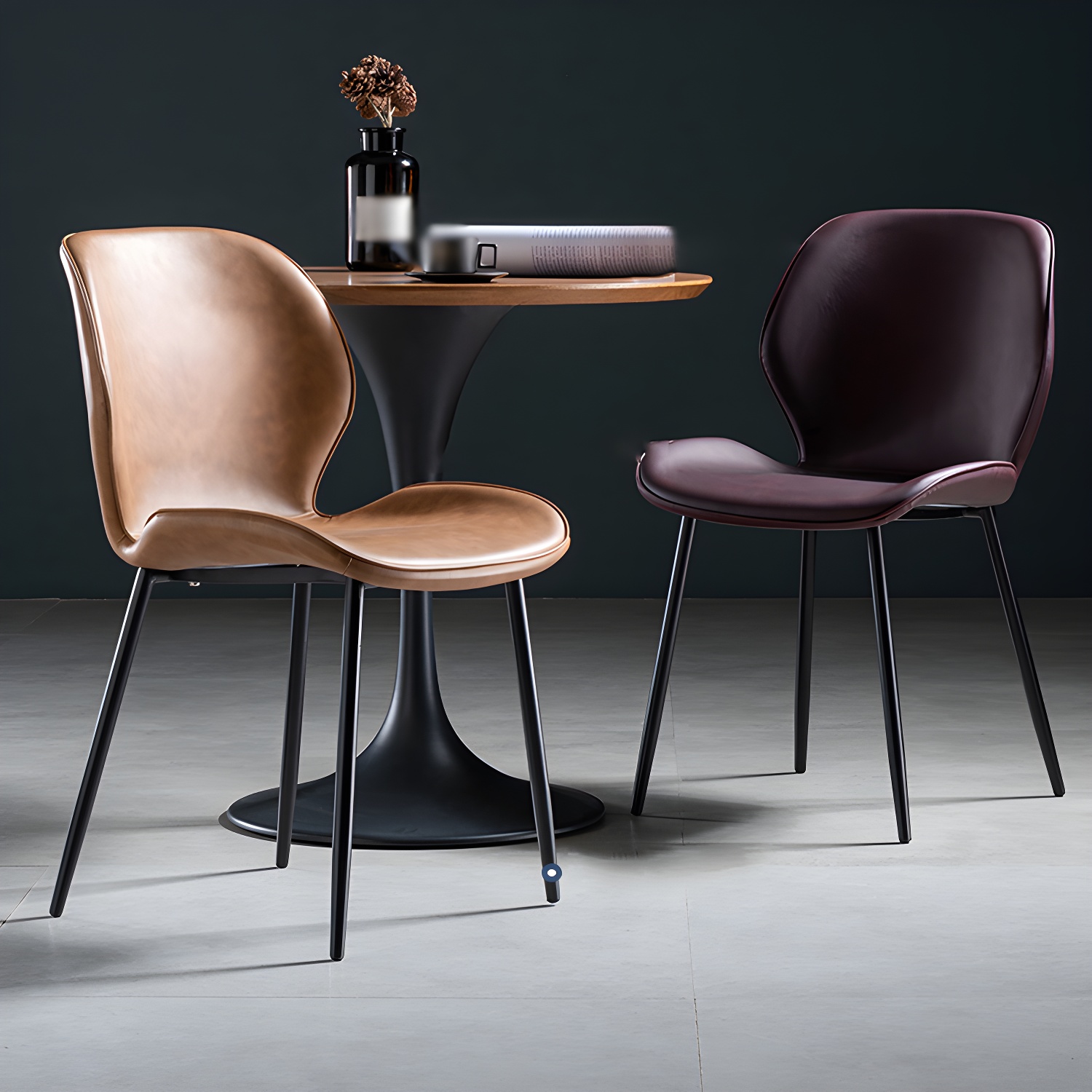 Scandinavian Leather Home Side Chair Matte Finish Wingback Dining Chair (Set of 2) - image 14