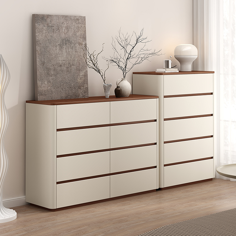 Off-White Simplistic Composite Wood Double Dresser/Bachelor Chest/Lingerie Chest with 8/6/3 Drawers in Horizontal/Vertical Orientation