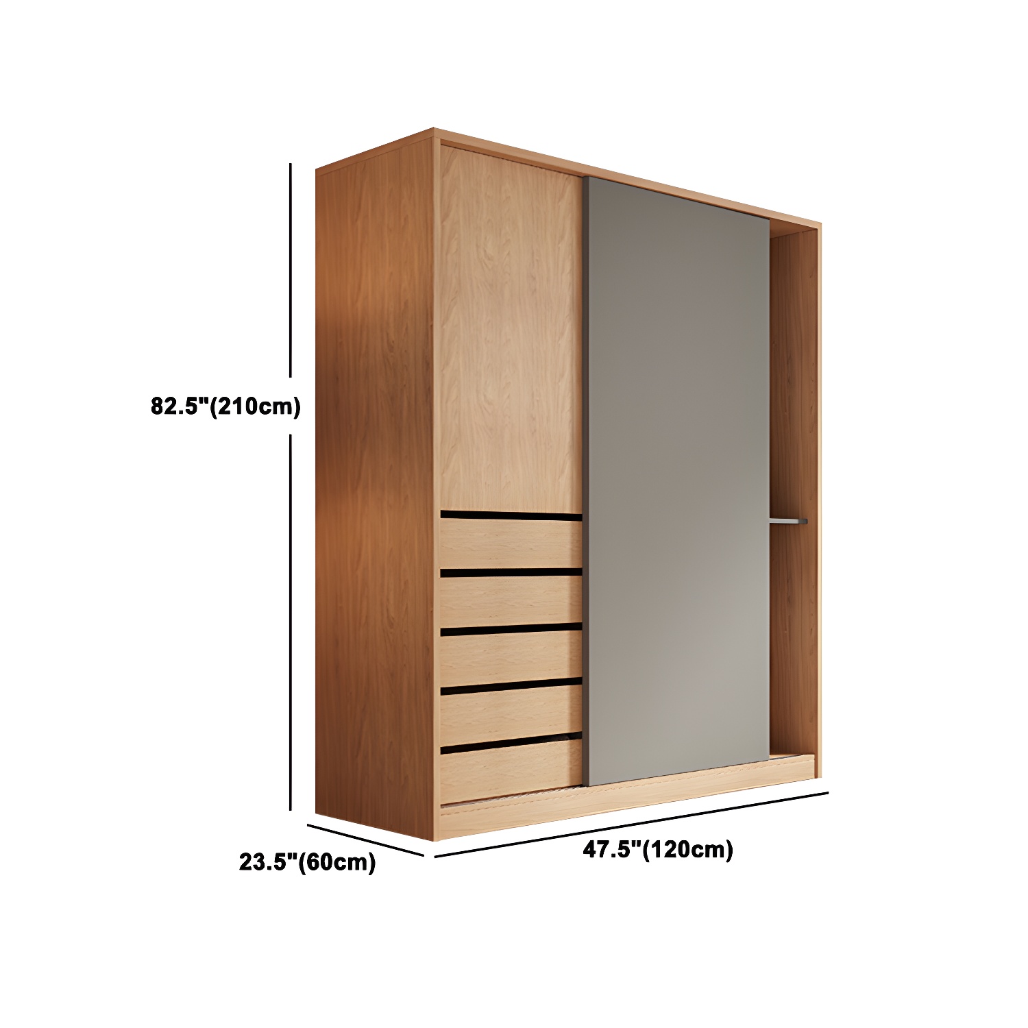 Natural Finish Modern Wardrobe Armoire Solid Wood and Engineered Wood Armoire - image 16