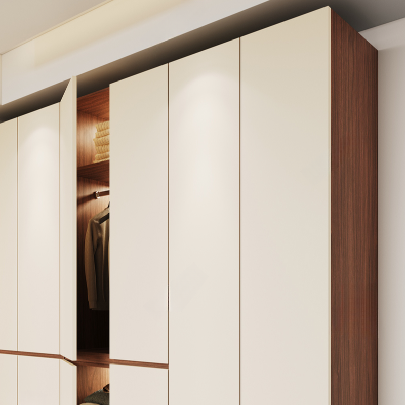 Beige Manufactured Wood Independent Wardrobe Closet with Soft Close Drawer, Soft Close Door, Interior Shelves, and Articulated Door Mechanism - image 4