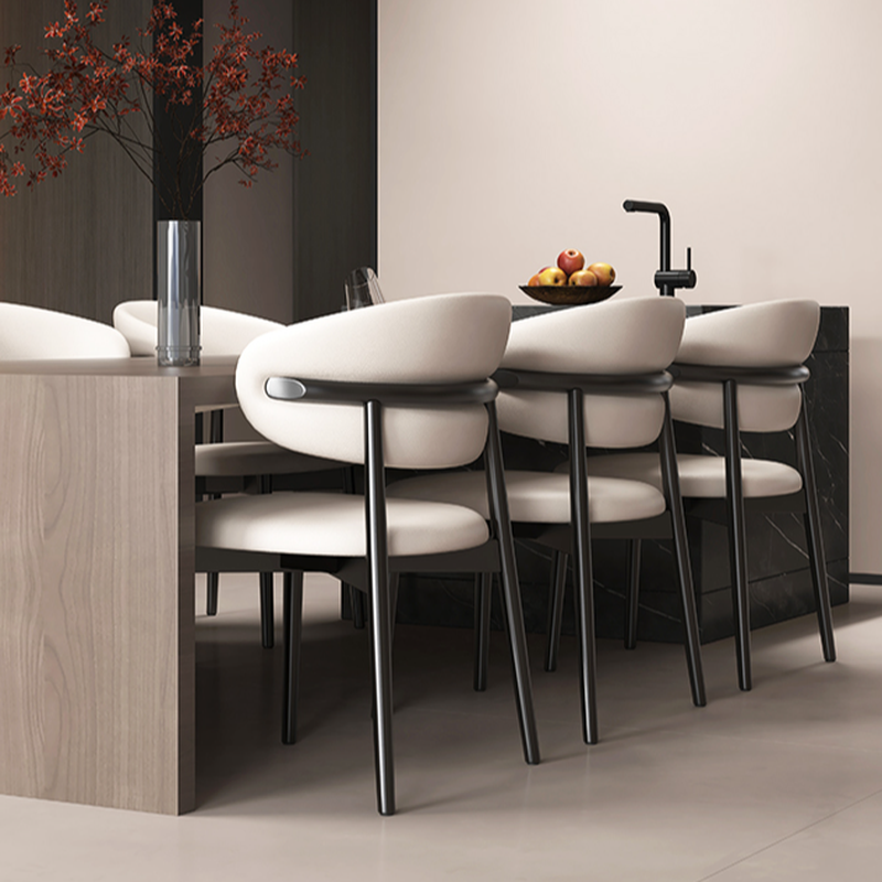 Simplistic Dinette Upholstered Armless Chair with Steel Legs, Low Back, and Foot Pads - image 8