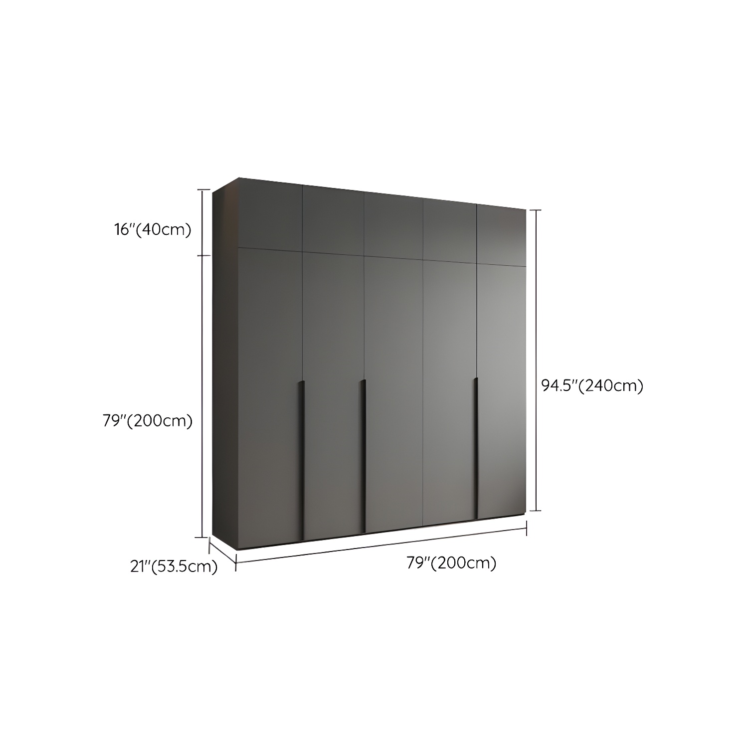 Modern Grey Wood Wardrobe Armoire with Drawers & Shelves for Ample Storage - image 34