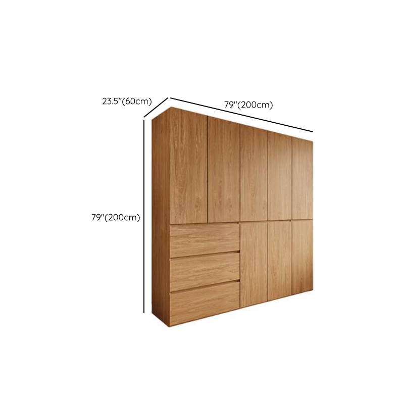 Wood Grain Minimalist Laminate Wardrobe Closet with Soft Close Drawer, Soft Close Door, Interior Shelves, and Clothing Rod - image 16