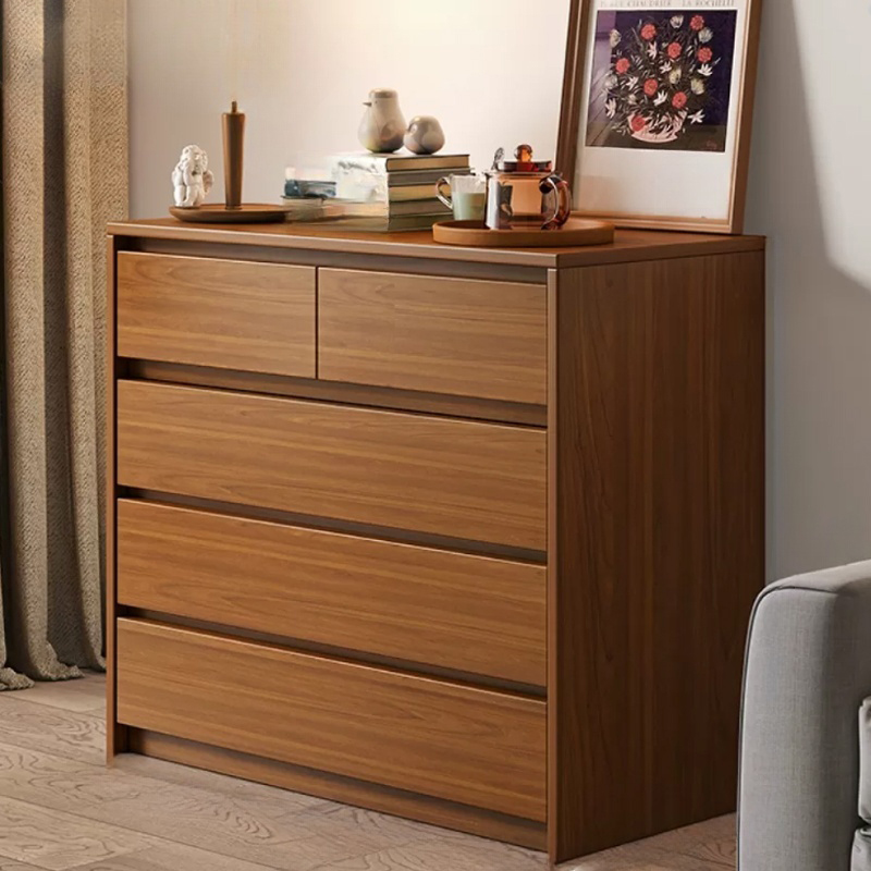 Elegant Brown Wood Double Dresser with Drawers, Modern Style - image 4