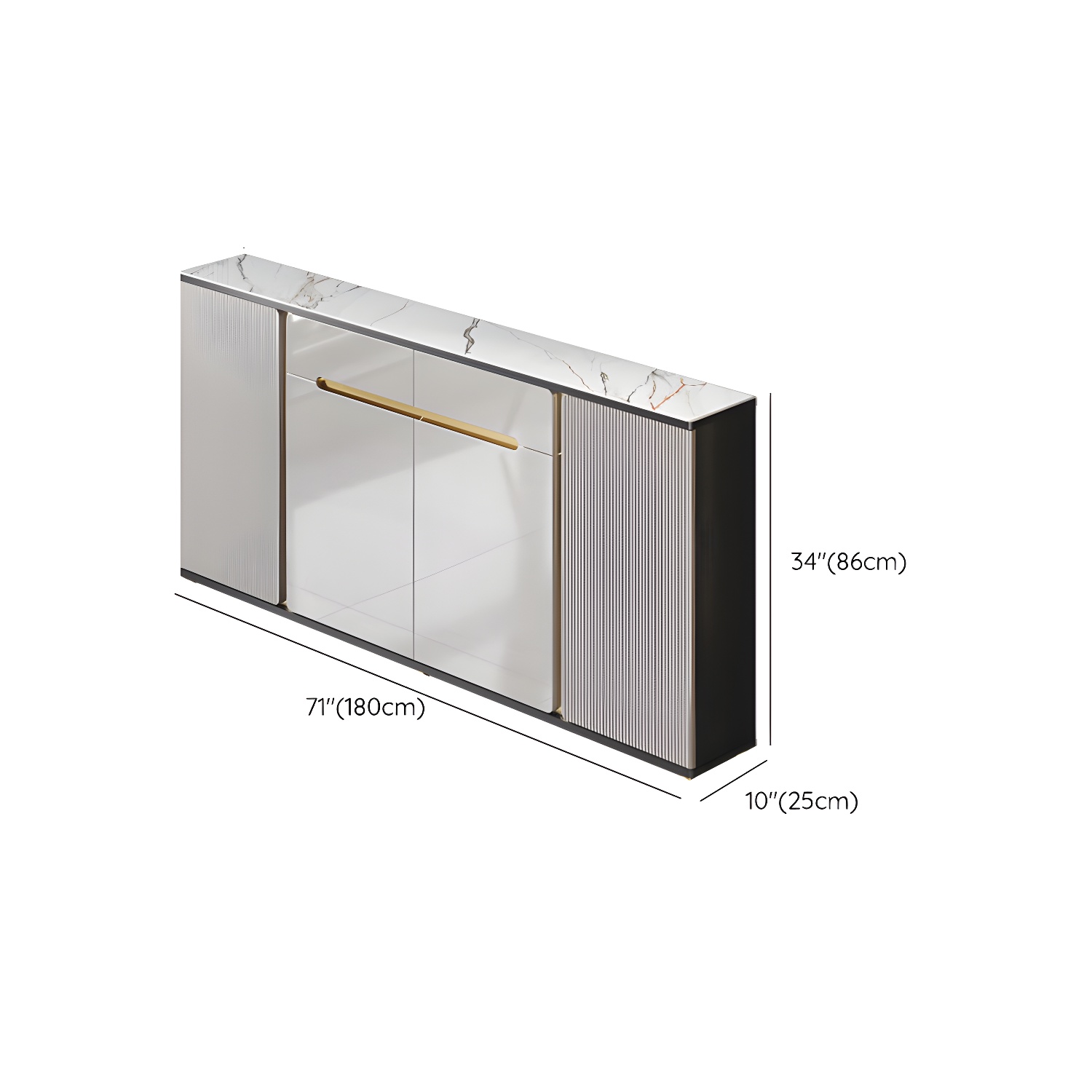 Glam Style Stone Top Sideboard Engineered Wood Side Board for Living Room - image 22