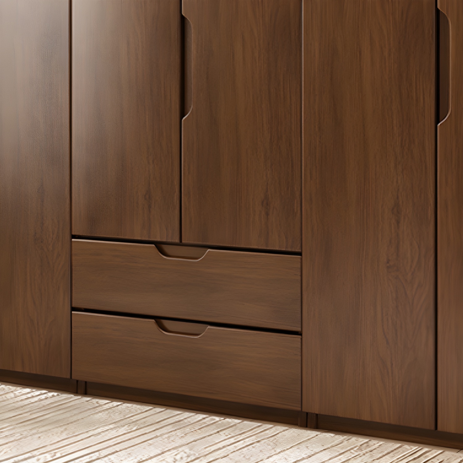 Solid Wood Wardrobe Armoire Contemporary Brown Storage Cabinet - image 6