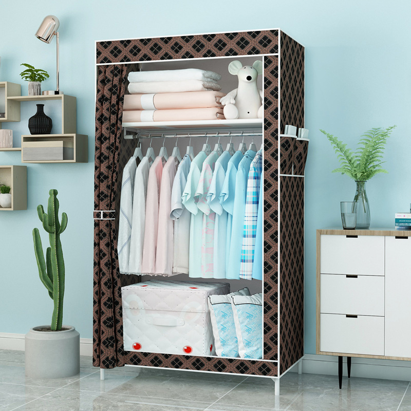 Modish Alloy Unfixed Wardrobe Closet with Interior Shelves and Clothing Rod