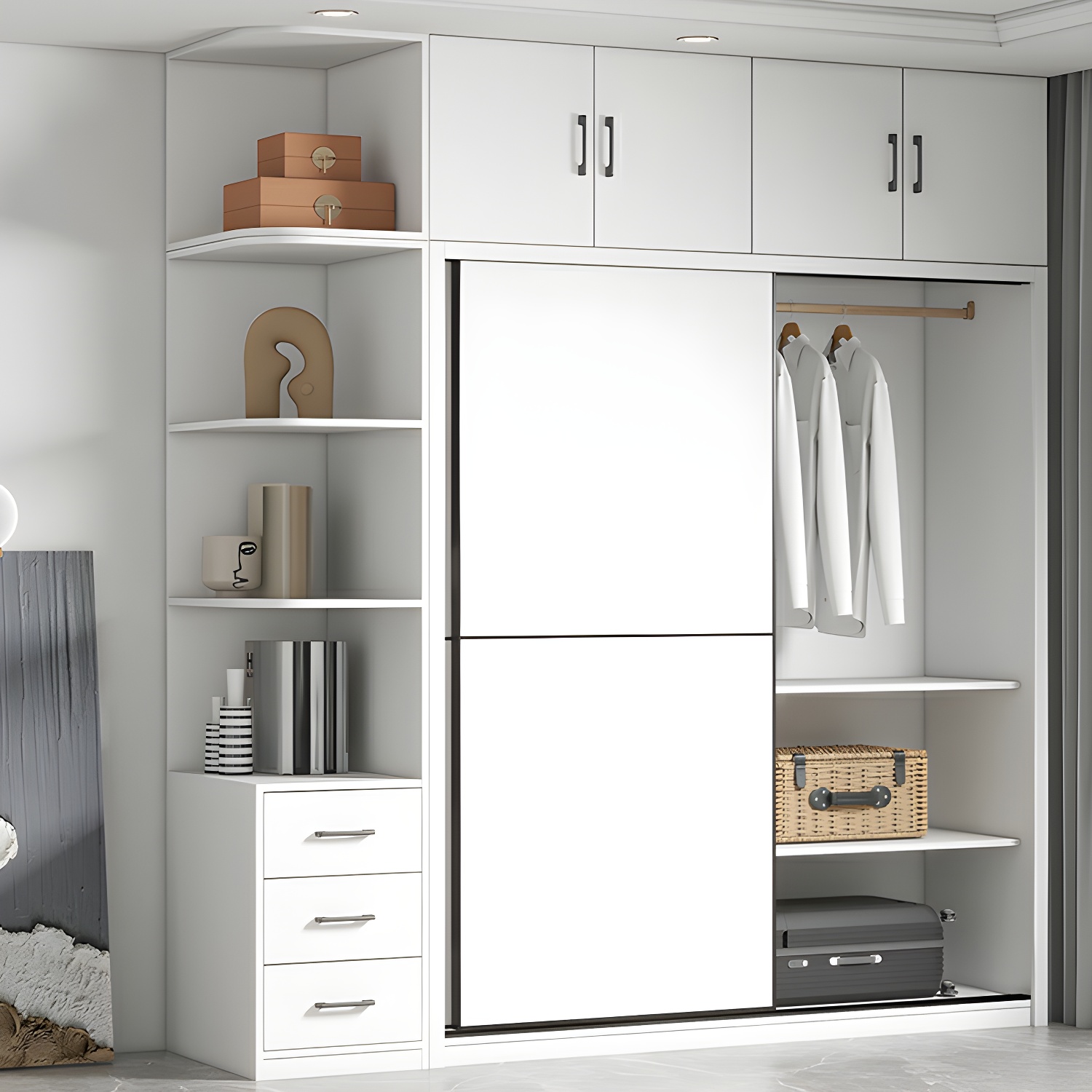 White Fashionable Solid Wood Armoires & Wardrobes Natural Wood