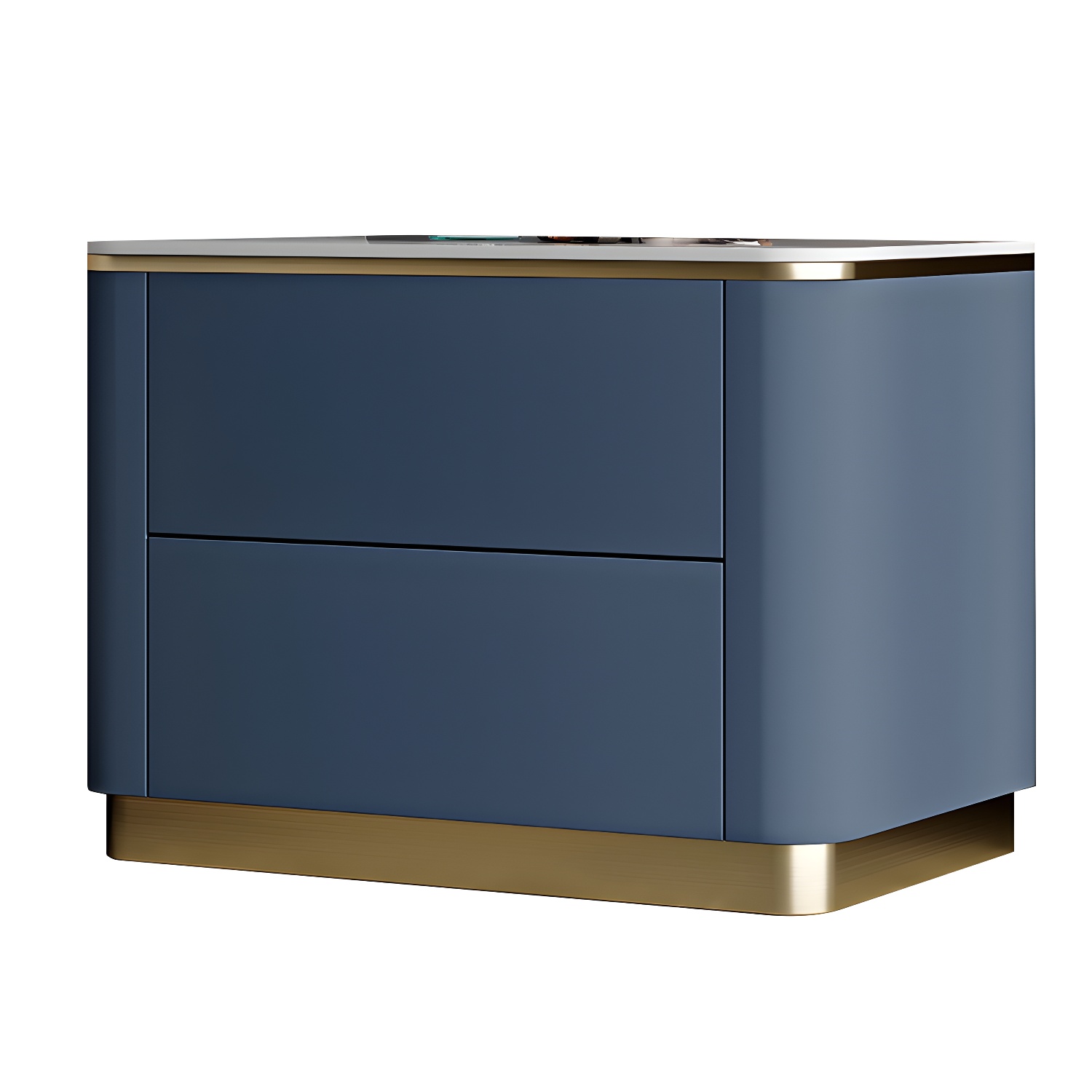 Glam Solid Wood Leather Outer Frame Accent Table Nightstand Drawer Storage Night Table - image 5