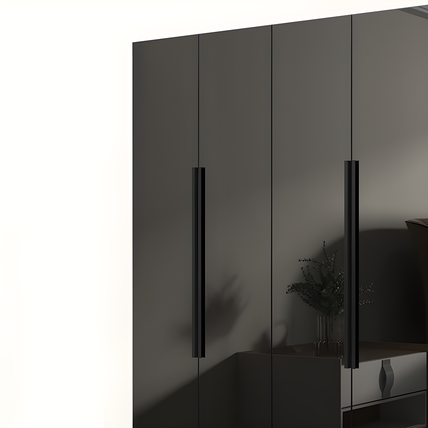 Modern Style Wardrobe Black Colour Glass Wardrobe Closet for Bedroom - image 4