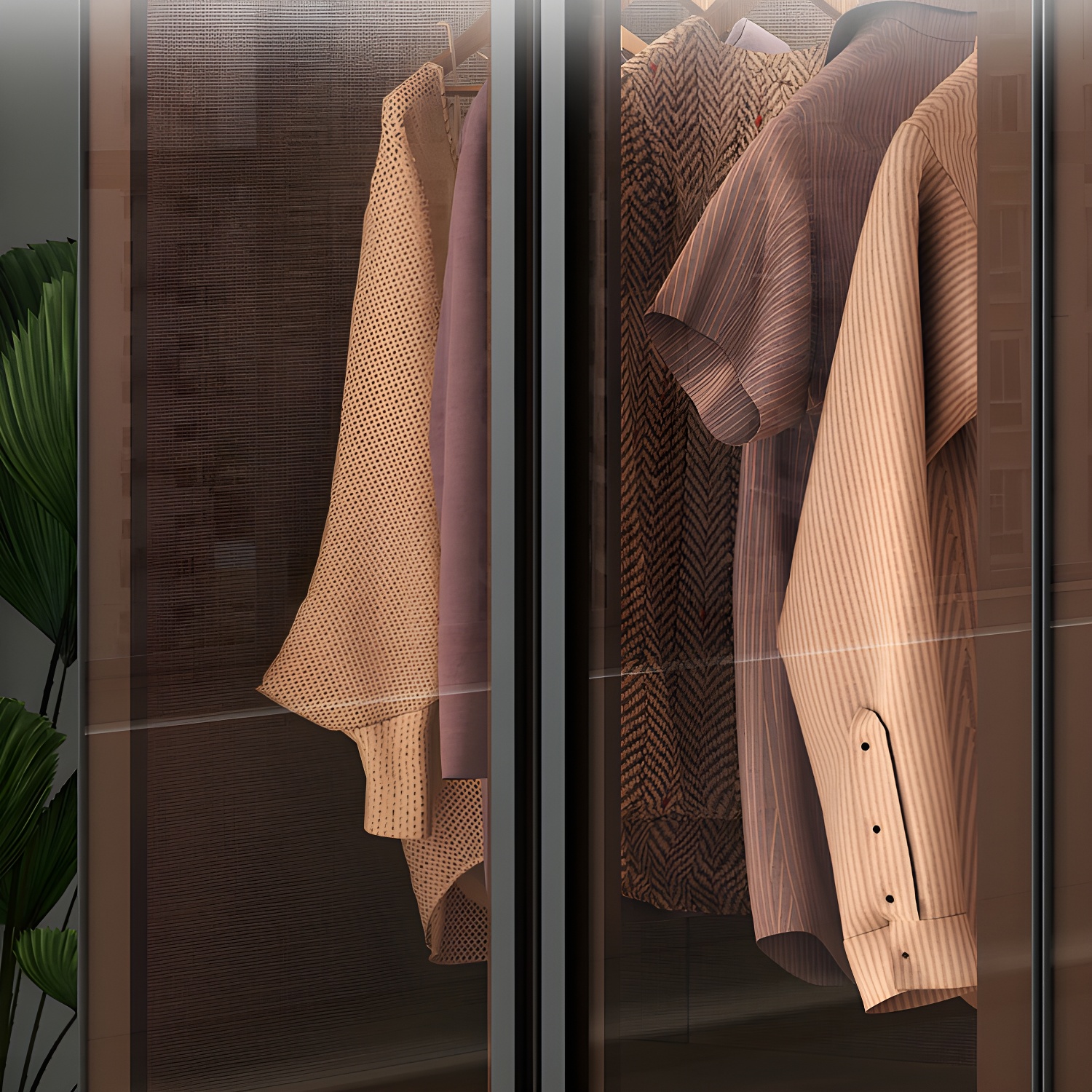 Modern Wardrobe Cabinet Glass and Engineered Wood Wardrobe Closet - image 5