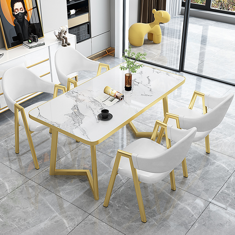 Luxurious Dining Table Set with Recycled Wood Top and Sleighing Base - image 10