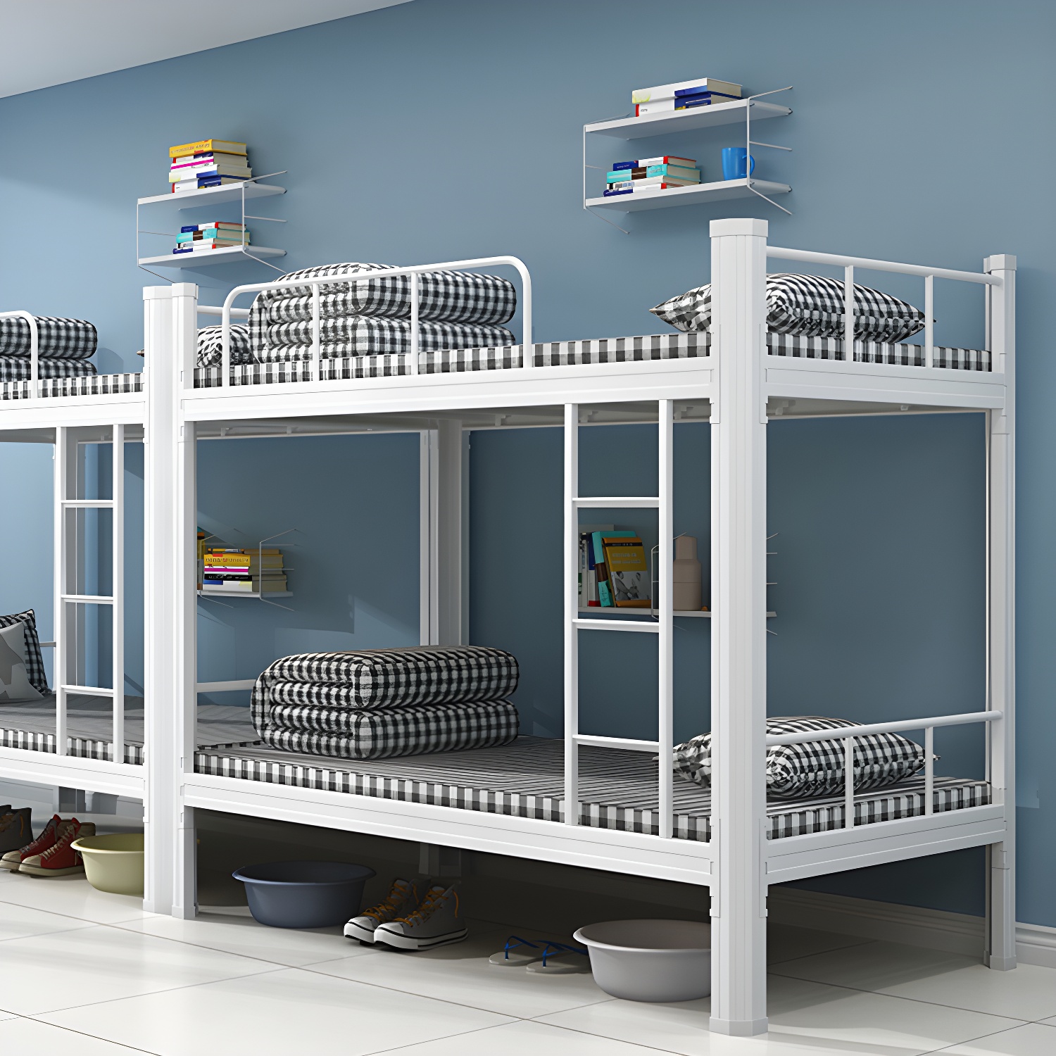 Modern Bunk Bed Dormitory Bedroom Metal Bed Frame with With Headboard and Footboard - image 6