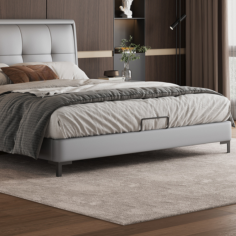 Light Gray Solid Color Storage Bed with Pine Wood Frame and Button-tufted Design for Living Room - image 3