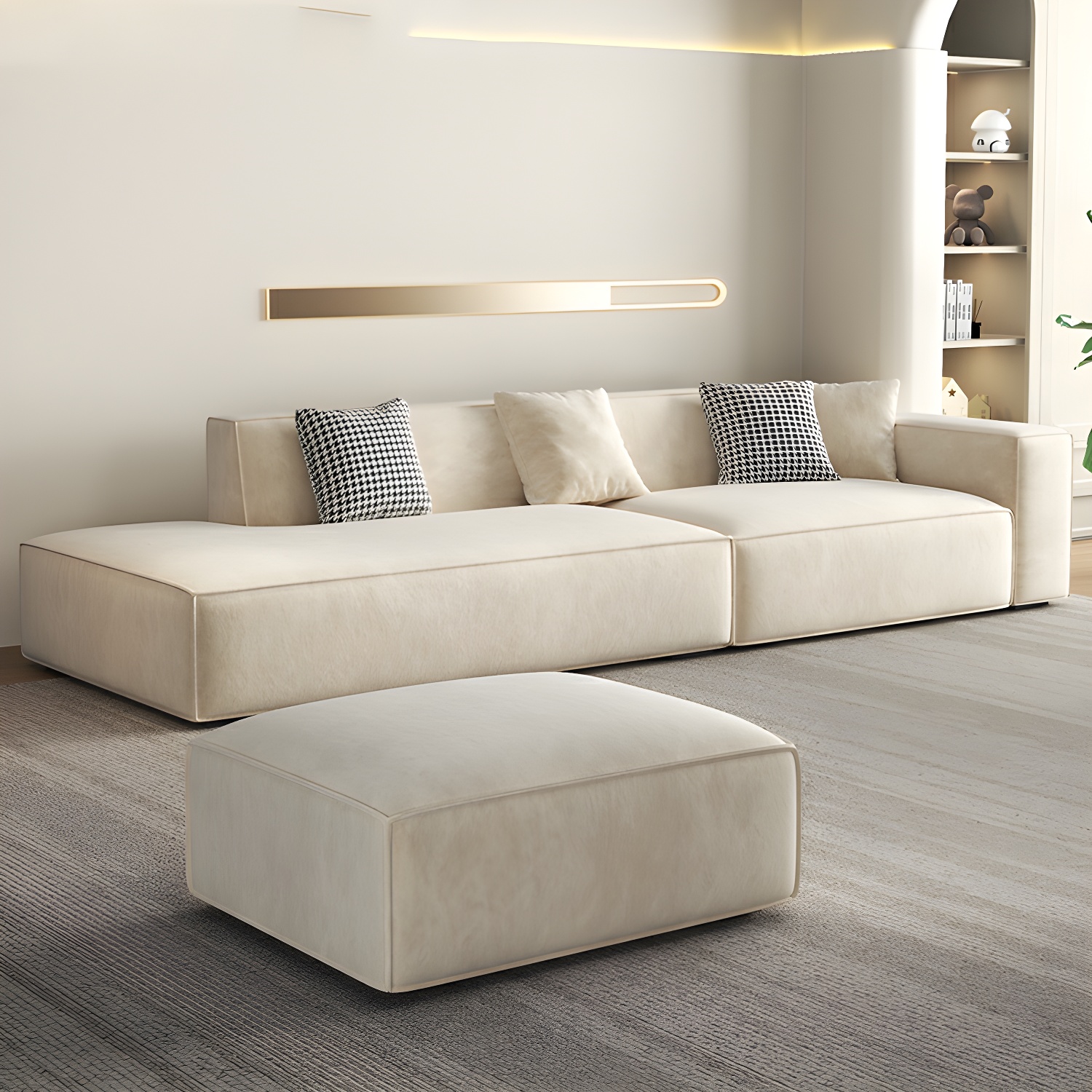 Elegant Sectional with Synthetic Upholstery in Moderate-Gray Tone and Built-in Charging Ports - image 11