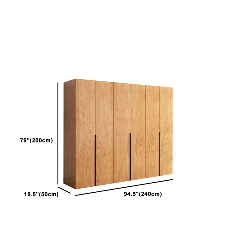 Natural Wood Freestanding Wardrobe Closet with Natural Doors - image 18