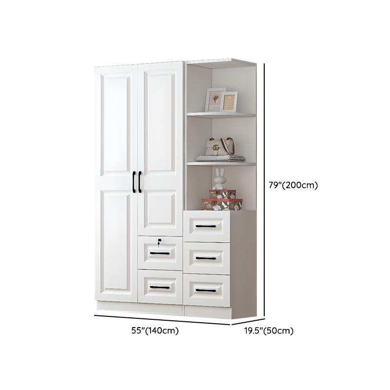 Sleek White Nordic Wooden Detached Almirah with Soft Close Drawers, Doors, and Clothing Rod - image 25