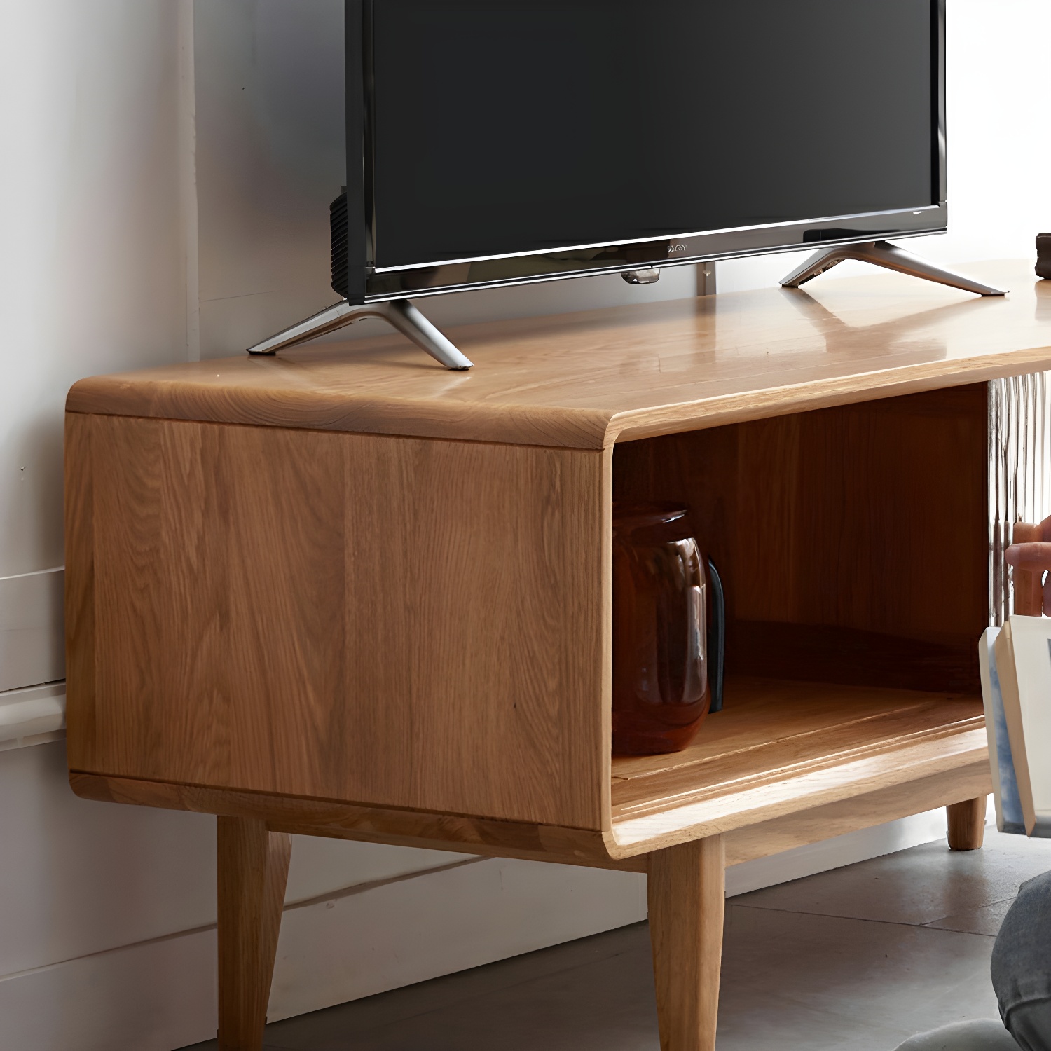 Scandinavian TV Stand with Low Height and the Cabinet Storage - image 8