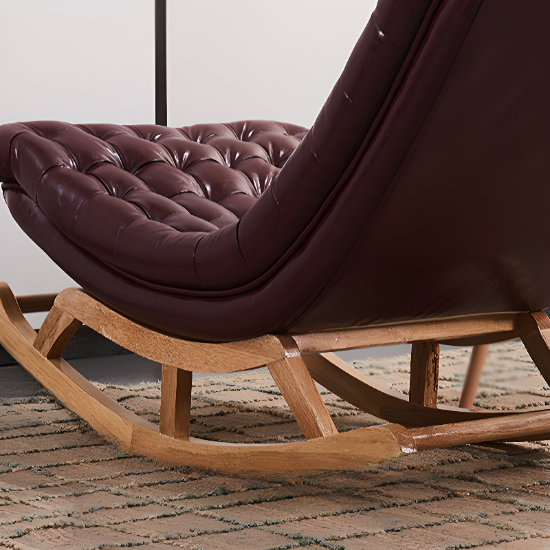 Stationary Ergonomic Rocking Chair with Rear & Ottoman, Green/Yellow/Coffee - image 16