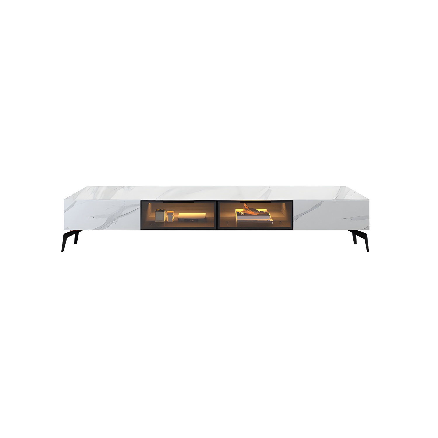 Modern Slate TV Stand White Closed Storage TV Console with Sensor Light - image 5