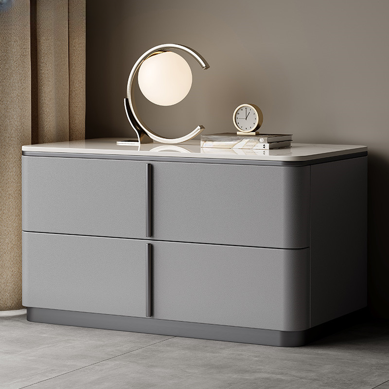 Modish Drawer Storage Bedside Table with 2 Drawers and Sintered Stone Countertop - image 9