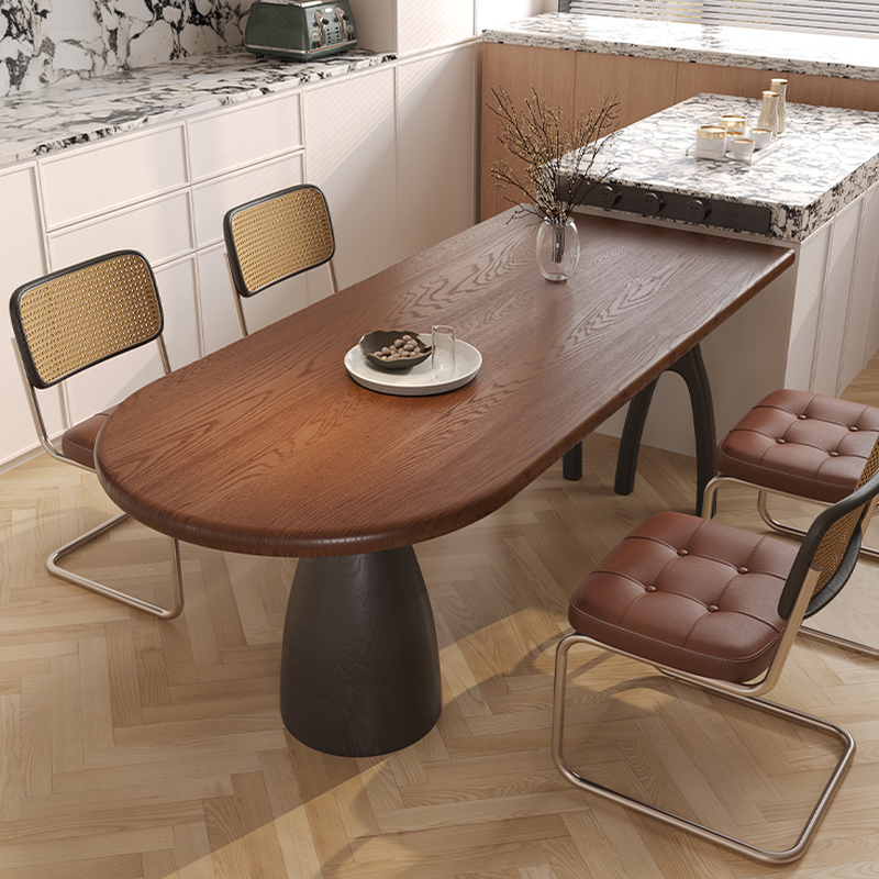 Dining Table Set with Asymmetrical Shape, Wood Slab Top, and Three Legs - image 5