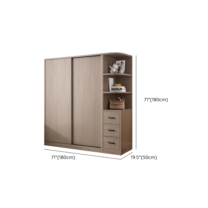 Sleek Natural Finish Modern Wooden Standalone Wardrobe Closet with Soft Close Features and Hanging Rod - image 27