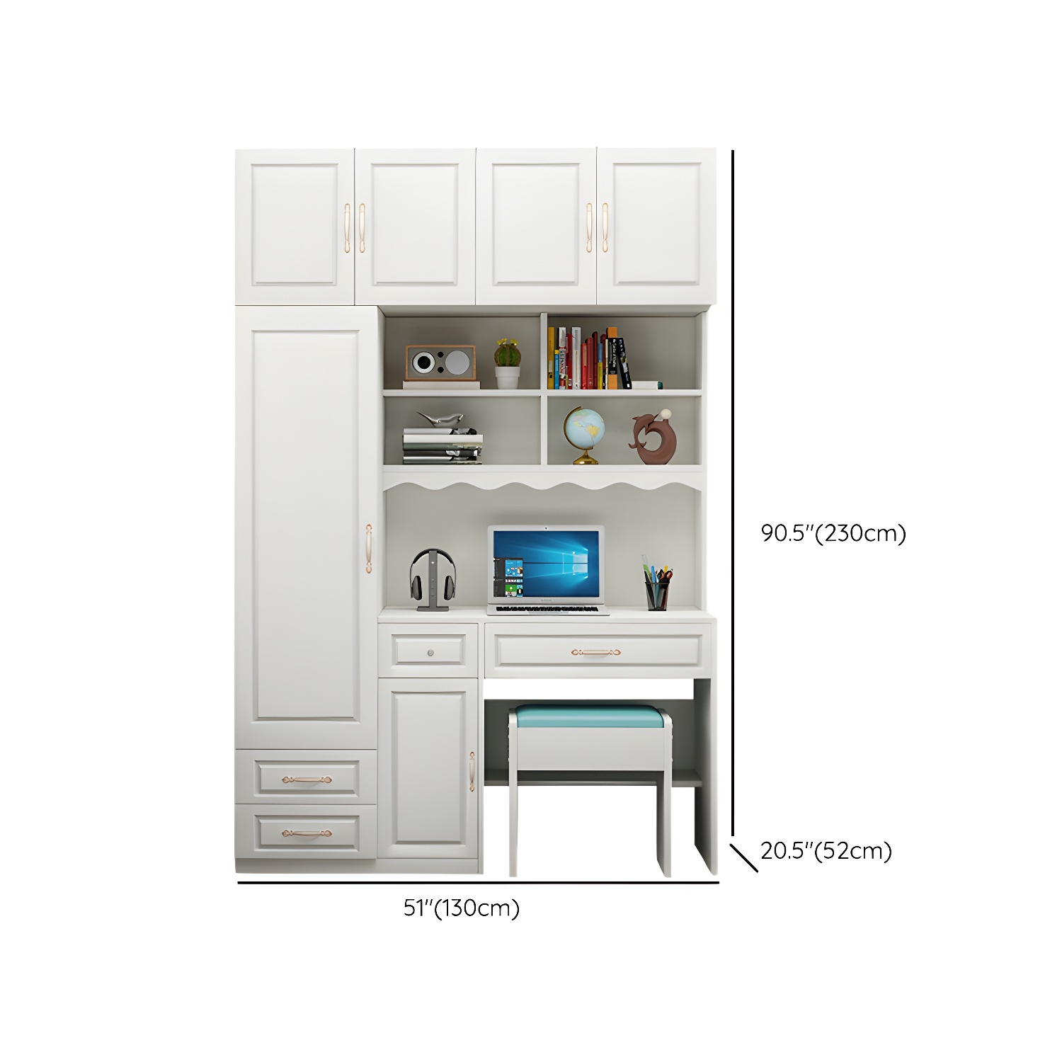 Modern White Wardrobe Armoire with Drawers & Clothing Rod Included - image 14