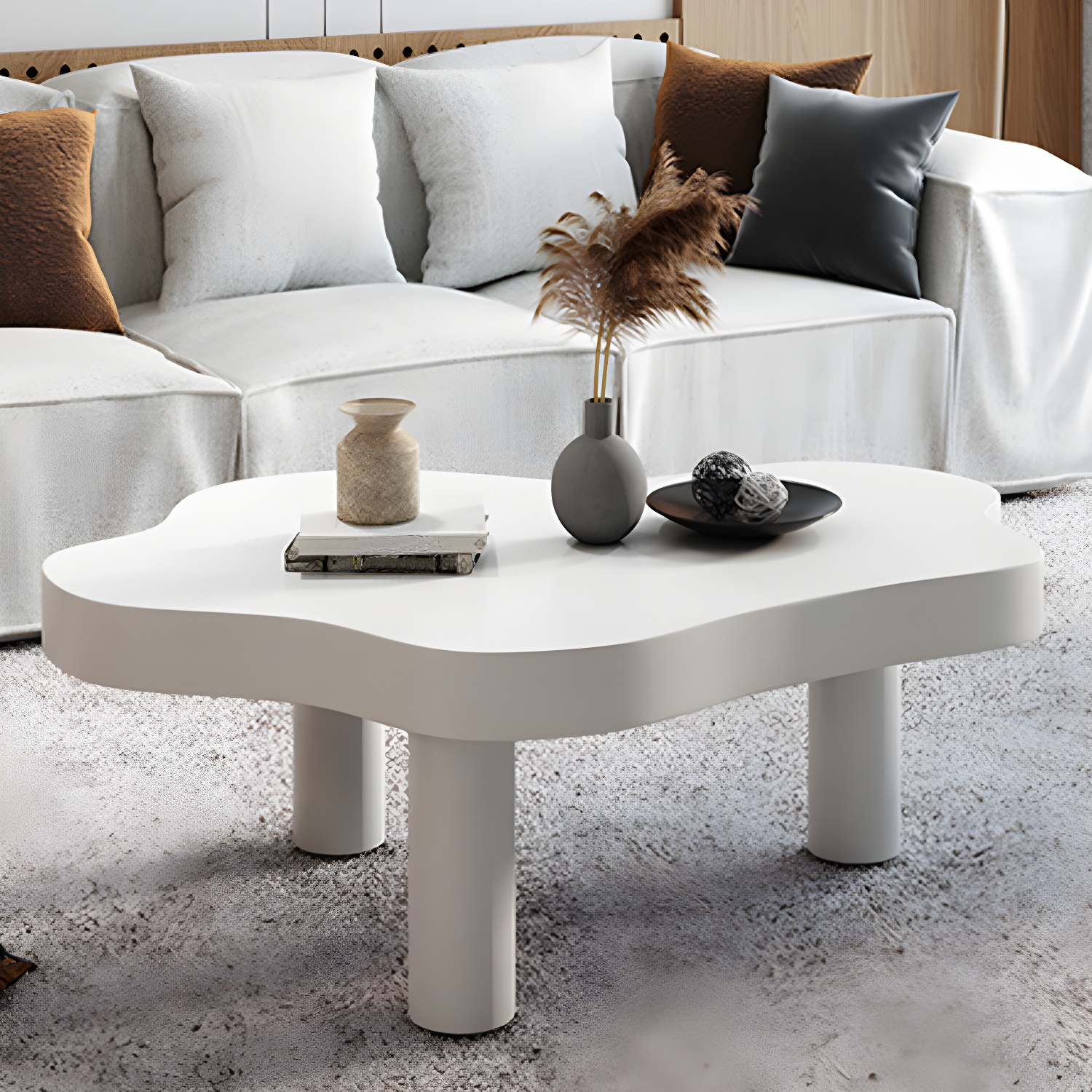 Contemporary 3 Legs Coffee Table Wood Cloud Shaped Cocktail Table - image 12