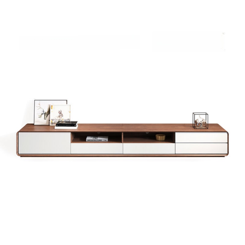 Wooden TV Stand with Shelf, 4 Drawers, Closet, Cable Management, and Open-air Storage - image 6