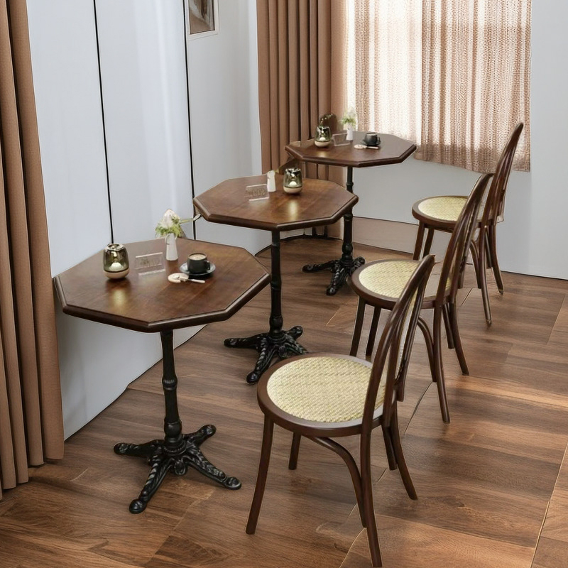 Standard Table Height Fixed Dining Table in Sand with a Natural Wood Tabletop for 2 in a Simplistic Style