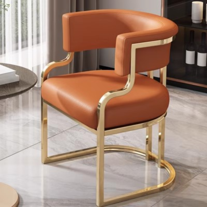 Minimalist Arm Chair with Cushioned Seat, Arms, Metallic Metal Legs, and Low Back - image 7