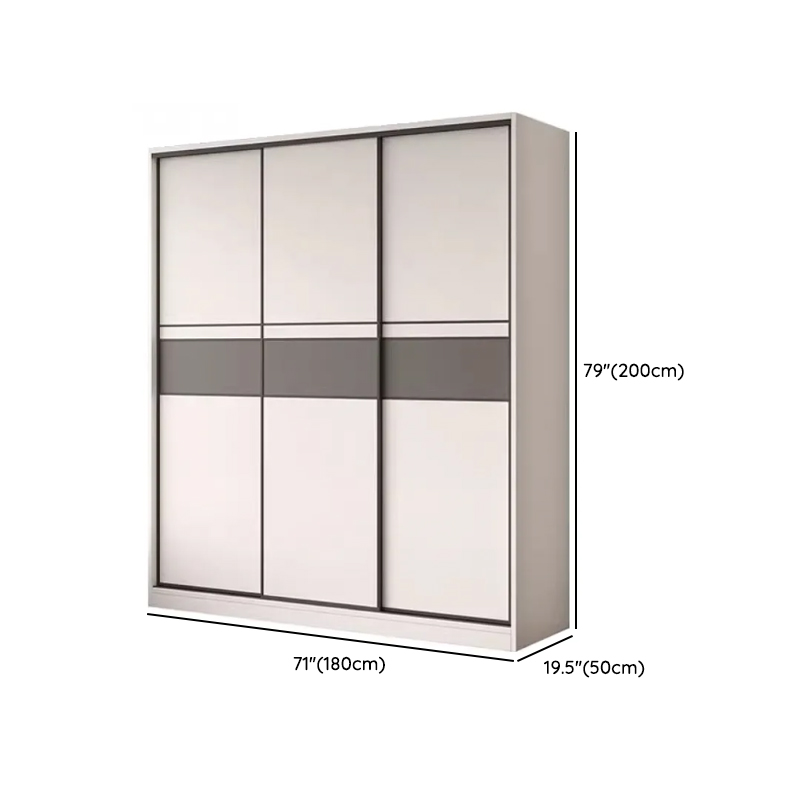 White Minimalist Manufactured Wood Wardrobe Closet with Interior Shelves and Clothing Rod - image 20