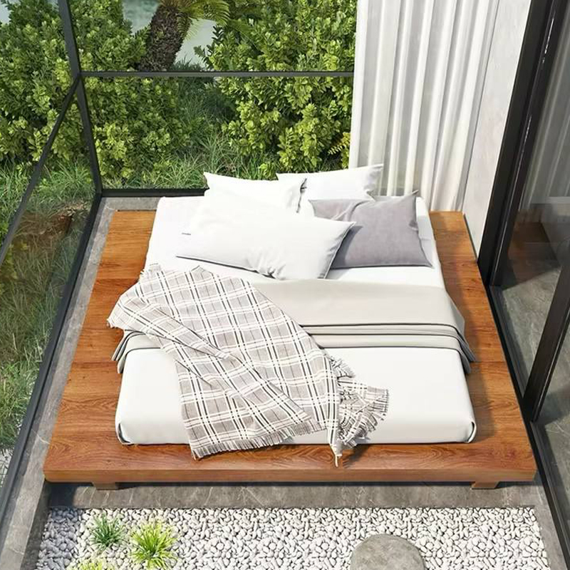 Solid Color Natural Color Wooden Frame Pallet Bed Frame Bedroom - image 3